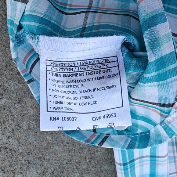 Ariat Men's Pro Shirt Blue White Plaid Medium Cowboy Button Down Short Sleeve - Picture 8 of 9